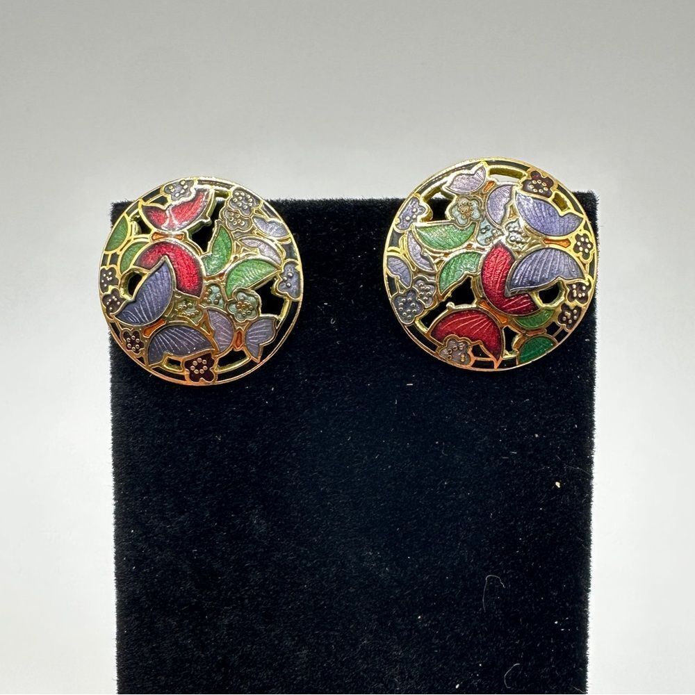Vintage butterfly cloisonne post stud earrings! - Picture 3 of 12